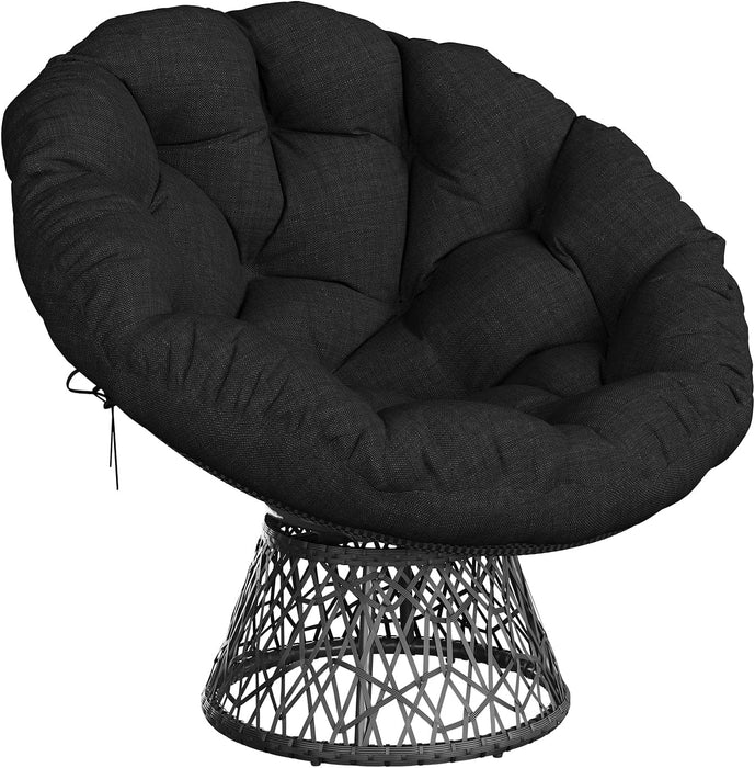 Papasan Chair 40 Inch All Black Ergonomic Comfortable