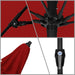 9' Rd Sunbrella Aluminum Patio Umbrella, Crank Lift, Auto Tilt, Bronze Pole, Jockey Red