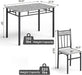 5 Piece Dining Table Set for 4, Faux Marble Kitchen Table and Chairs Set of 4, Vintage Rectangular Dining Room Table with Cushion Padded Seat, Metal and Wood Dining Set Kitchen Furniture, Grey