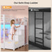 Bunk Bed Full over Full with Stairs, LED Lights Full Bunk Beds with 2 Storage Drawers & 6 Fabric Drawers, Metal Full Loft Beds with Safety Guardrail & Stairs, Space Saving, White