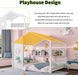 White Full Size Floor Bed Playhouse StorageShelves