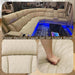 Power Breathing Leather Reclining Sofa Set,Power Recliner Sectional Couch with LED Light,Sectional Reclining Couch Set with USB Port/Storage for Living Room Home Office (Beige)