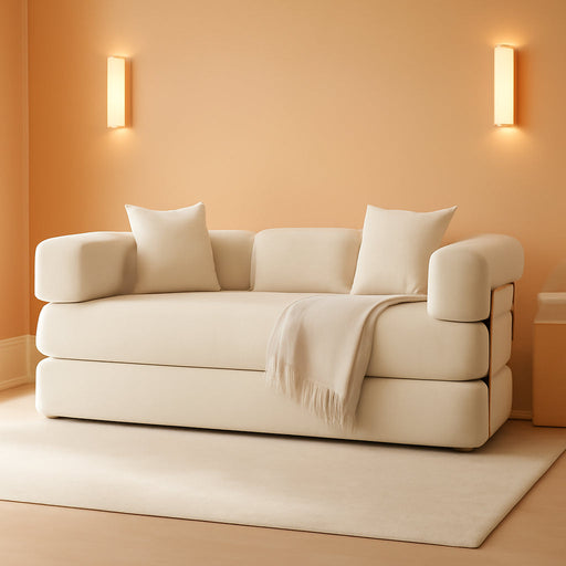 78Inch Convertible Sleeper Sofa Bed BeigeUpholstery