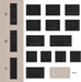 85.5" Modern Bookcase with Glass Doors Set of 4, 7-Tier Tall Wooden Bookshelf with Storage for Home Office, Large Curio Cabinet for Living Room, Office, Bedroom, Family Room (Black, ABBA)