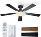 Ceiling Fans with Lights, 52 Inch Flush Mount Ceiling Fan with Remote Control, Wall Remote, Reversible, 3CCT, Dimmable, Noiseless DC Motor, Black Low Profile Ceiling Fan for Bedroom, Farmhouse