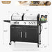 Charcoal and Propane Gas Grill Combo with Side Burner & Porcelain-Enameled Cast Iron Grate, Dual Fuel BBQ Grill for Outdoor, Barbecue Grill, 690 SQIN Cooking Area