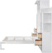 Full Murphy Bed with Storage Drawers,Led Lights and Storage Bookcase Shelves,Wood Murphy Wall Bed Cabinet for Adults