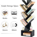 6 Tier Tree Bookshelf, Tall Bookcase with Drawer, Freestanding Book Shelf, Display Floor Standing Storage Shelf, Book Organizer Shelves for Home Office, Living Room, Bedroom, Black