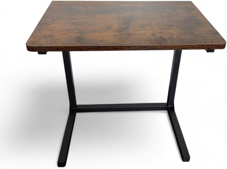 Height Adjustable C-Shaped Sofa Side Table, Laptop Table for Couch & Bed, Rustic Brown