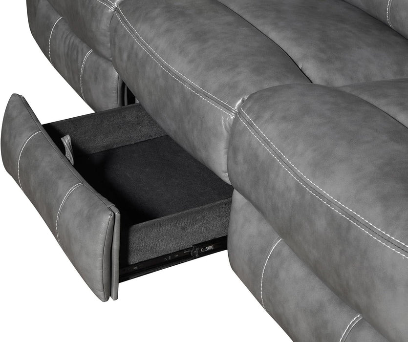Coaster Home Furnishings - Conrad - Fabric - Upholstered Motion Reclining Sofa with Power Outlet, Padded Headrests and Wall Hugger Design - Living Room - Grey - 650354
