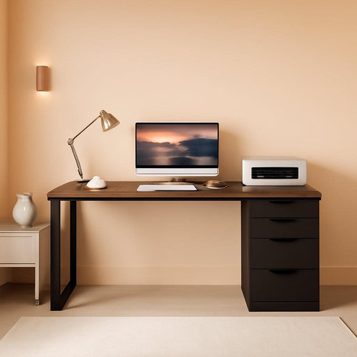 Industrial Rustic Brown FortySevenInch Computer Desk Storage