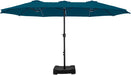 15Ft Patio Umbrella, Base Included, Rectangular, Cerulean | Outdoor, Table, Large, 15, Rectangle, Double, Pool, Stand, Clearance, Outside, Triple, Shade, Sun