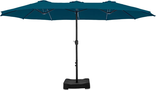 15Ft Patio Umbrella, Base Included, Rectangular, Cerulean | Outdoor, Table, Large, 15, Rectangle, Double, Pool, Stand, Clearance, Outside, Triple, Shade, Sun