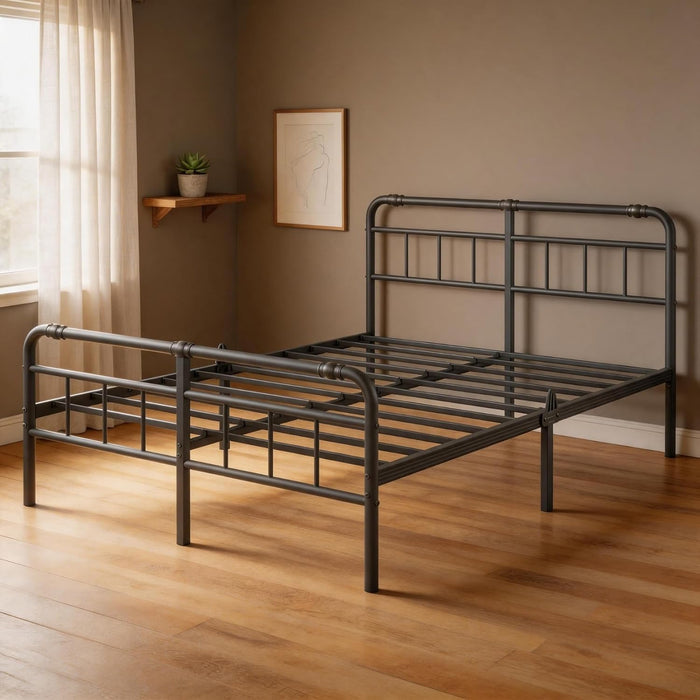Queen Metal Bed Frame, 18 Inch with Headboard and Footboard
