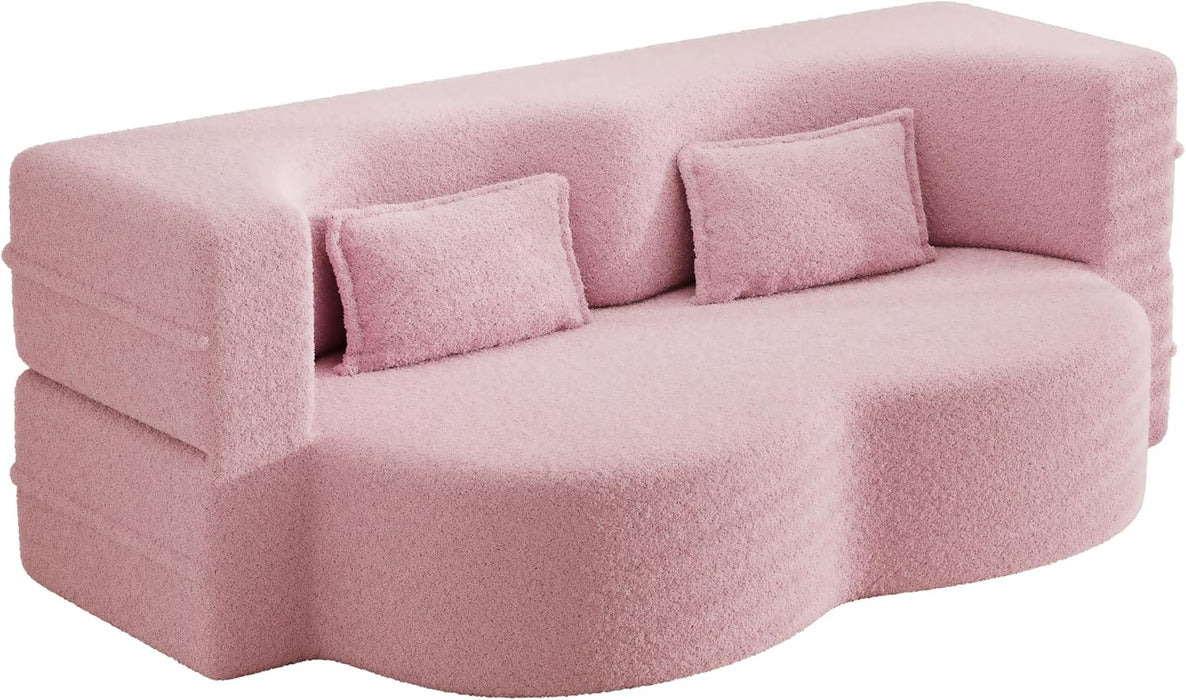 Powder Pink UltraComfort Contemporary Foldable Sleeper Sofa
