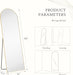 64"X21" Arched Full Length Mirror, Full Body Mirror with Leaning or Standing, Floor Standing Aluminum Frame for Bedroom, Livingroom, Cloakroom, Gold