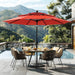 10Ft 3 Tier Auto-Tilt Patio Umbrella,Wind Resistent,Outdoor Patio Umbrellas Double Vented Umbrella with Crank for Pool Garden Backyard, Red