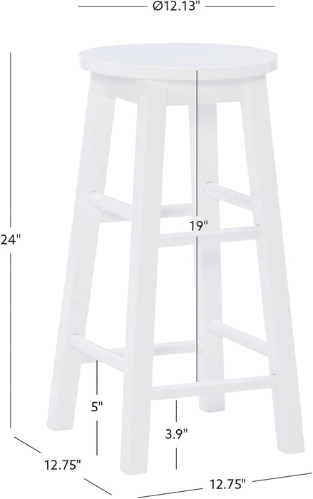Zeke White 24" Counter Stool with round Seat