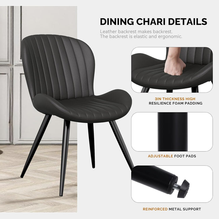 Dining Chairs Set of 6, Modern Dining Room Chairs Comfy Backrest Thick Upholstered Kitchen Chairs 19IN Height with Metal Legs Black