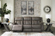 First Base Contemporary Faux Leather Manual Reclining Sofa, Gray
