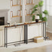 39.4 Inch Narrow Console Table with Power Outlets, 5.9 Inch Sofa Table with Storage, Skinny behind Couch Table, for Entryway Hallway, Small Spaces, Rustic Brown and Black BF52UXG01G1