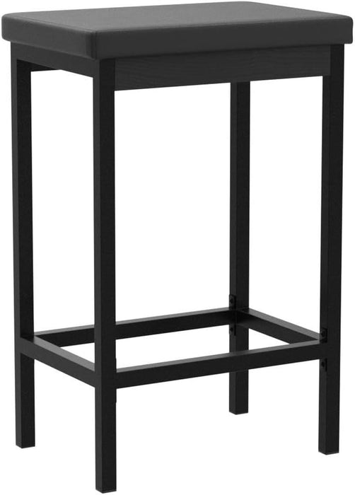 Bar Stools, Set of 2 Bar Chairs, 24.8-Inch Height Stools, Breakfast Bar Stools, Kitchen Bar Chairs, 2" Thick Upholstery, for Kitchen, Dining Room, Cafe, Bar Counter, Black BB21BY01