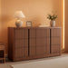 Walnut Dresser for Bedroom, 47" Wide 6 Drawer Dresser, Modern Chest of Drawers with Solid Wood Handle, Curved Profile Design, Wood Dresser Storage Organizer, Living Room, Hallway