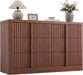 Walnut Dresser for Bedroom, 47" Wide 6 Drawer Dresser, Modern Chest of Drawers with Solid Wood Handle, Curved Profile Design, Wood Dresser Storage Organizer, Living Room, Hallway