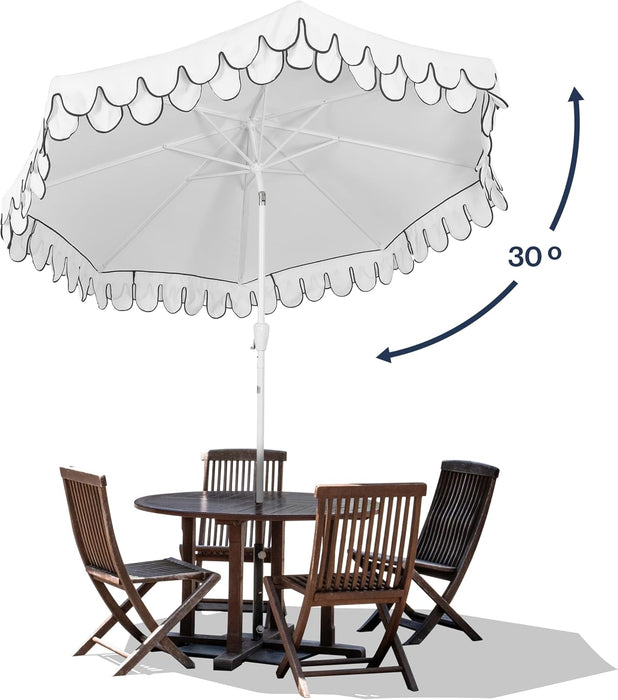 Tracy 9' Scalloped Market Patio Umbrella, White