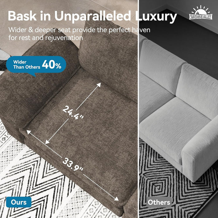 Taupe Chenille Three Seater Modular Sofa ArmrestsIncluded
