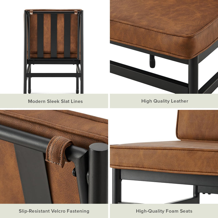 Odelia Dining Chairs, Kitchen Chairs, Dining Room Chairs, Black Dining Chairs, Sturdy Bifma-Certified Rust-Free Metal Frame and Removable Cushion Covers (2, Pecan Brown Faux Leather, One Size)