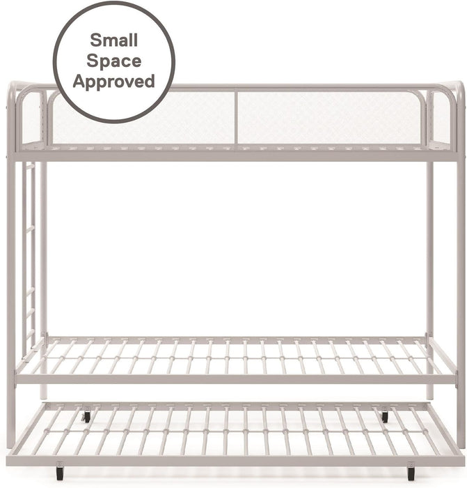 Isaiah Triple Twin Metal Bunk Bed, off White
