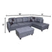 104 In. Square Arm 3-Piece Microfiber L-Shaped Sectional Sofa in Dark Gray