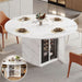 47" White Faux Marble round Dining Table with Storage for Dining Room
