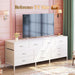 63 Inch Dresser for Bedroom, Long Dresser with 10 Fabric Drawers, TV Stand for 55, 65, 70 Inch TV, Toy Storage Organizer for Closet, White
