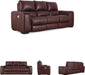Alessandro Contemporary Leather Power Reclining Sofa with Adjustable Headrest, Red