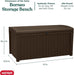 Outdoor Storage Deck Box, for Patio, Backyard & Garden, Borneo, 110 Gallon, Brown - Lockable, Organizing, and Waterproof Plastic Container Bench