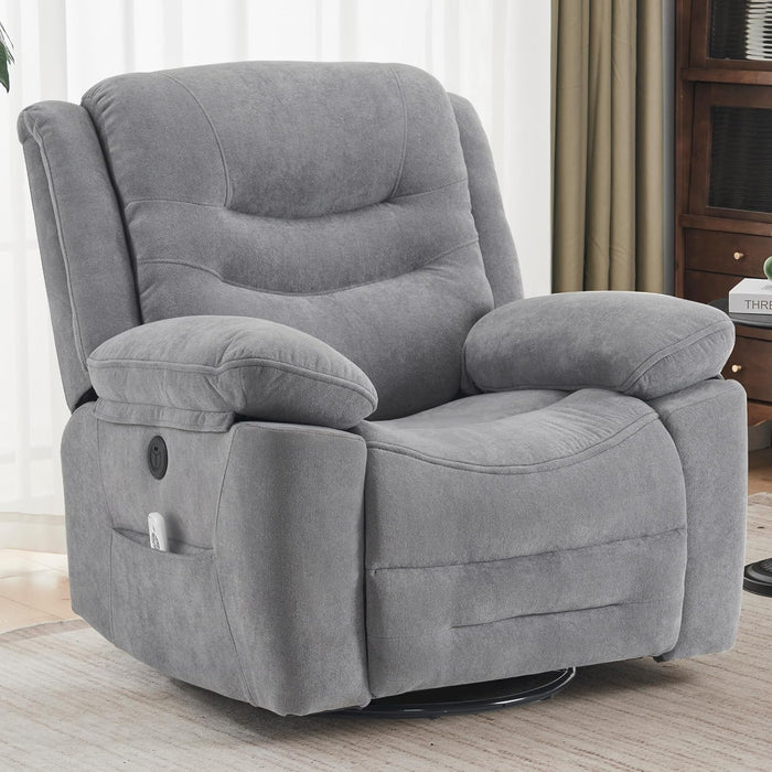 Grey Swivel Recliner with Massage & Heat