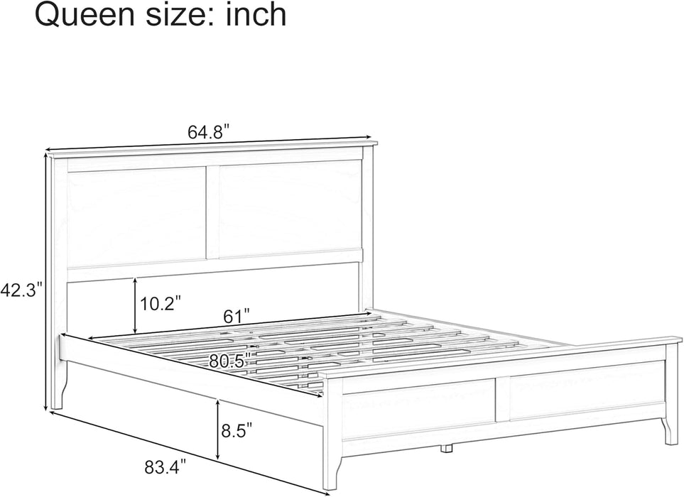 Modern Solid Wood Queen Size Platform Bed with Headboard,No Box Spring Needed,Easy Assembly,Natural