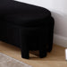 50" Ottoman Storage Bench, Modern End of Bed Bench with Upholstered Seating, Comfy Cute Oval Entryway Bench for Living Room/Bedroom/Entrance/Hallway, Sherpa Black