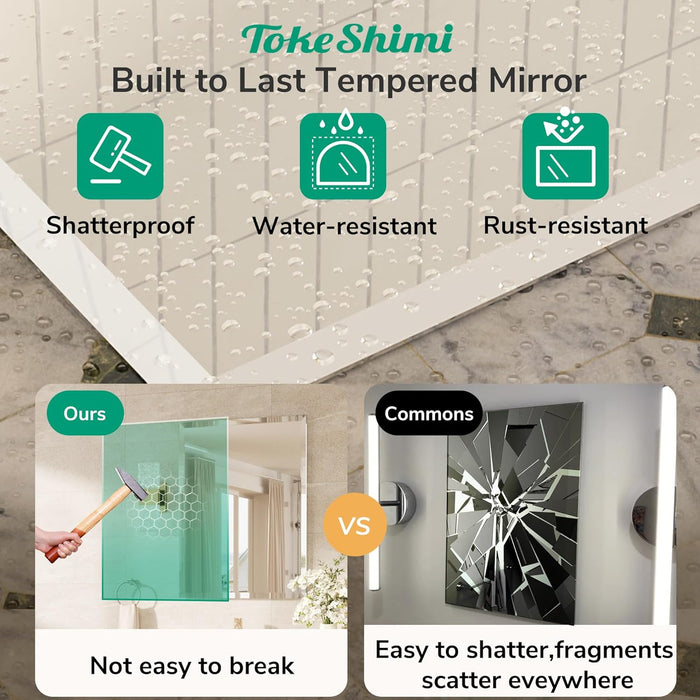 Bathroom Vanity Mirror Frameless with 1" Beveled Edge 24X36 In