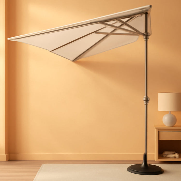 7.5’ by 4’ Half Rectangular Outdoor Patio Umbrella with Base Included, Perfect for Balcony, Garden, Deck