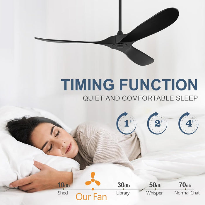 Premium 52 Inch Black Ceiling Fan With Remote Control