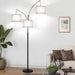 Dimmable Floor Lamp, 3 Lights Black Arc Floor Lamp, Modern Tall Standing Tree Lamp with Grey Linen Shades & Heavy Base, 3000LM LED Bulbs, Bright Lighting for Living Room, Bedroom, Office & Reading