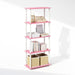Pink White Five Tier PremiumDurableWoodenBookshelf HomeOffice