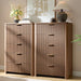 Fluted 5 Drawers Dresser for Bedroom, 45.3" Tall Modern Chest of Drawers with Metal Handle, Natural Wooden Dresser TV Stand Boho Deep Drawer Dresserfor Bedroom Living Room-Brown