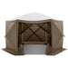 12X12 Pop up Canopy Gazebo, Outdoor Canopy Tent Screen House with 6 Sidewalls and Netting for Camping, Waterproof, UV Resistant, Ez Set-Up Party Tent with Carrying Bag and Ground Stakes,Brown