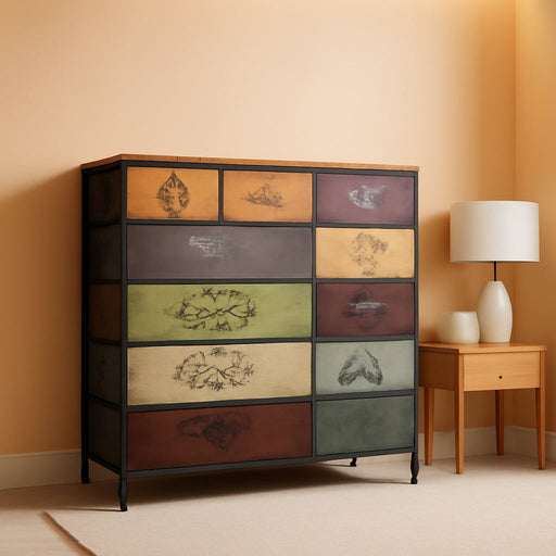 Dresser for Bedroom with 12 Drawers, Tall Fabric Drawer Dresser, Chest of Drawers for Closet, Nursery, Bedside, Living Room, Entryway, Hallway (Pattern)