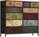 Dresser for Bedroom with 12 Drawers, Tall Fabric Drawer Dresser, Chest of Drawers for Closet, Nursery, Bedside, Living Room, Entryway, Hallway (Pattern)