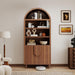 2 Pack 71" Tall Arched Bookshelf with Storage Cabinet, Modern Wood Display Bookcase with Arched Top, 3 Adjustable Open Shelves, 2 Doors Cabinet, for Living Room, Bedroom, Walnut